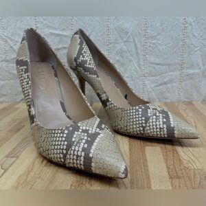 Lauren Ralph Lauren Lindella Phyton-embossed Leather Pumps Pointed Toe Heels 9B